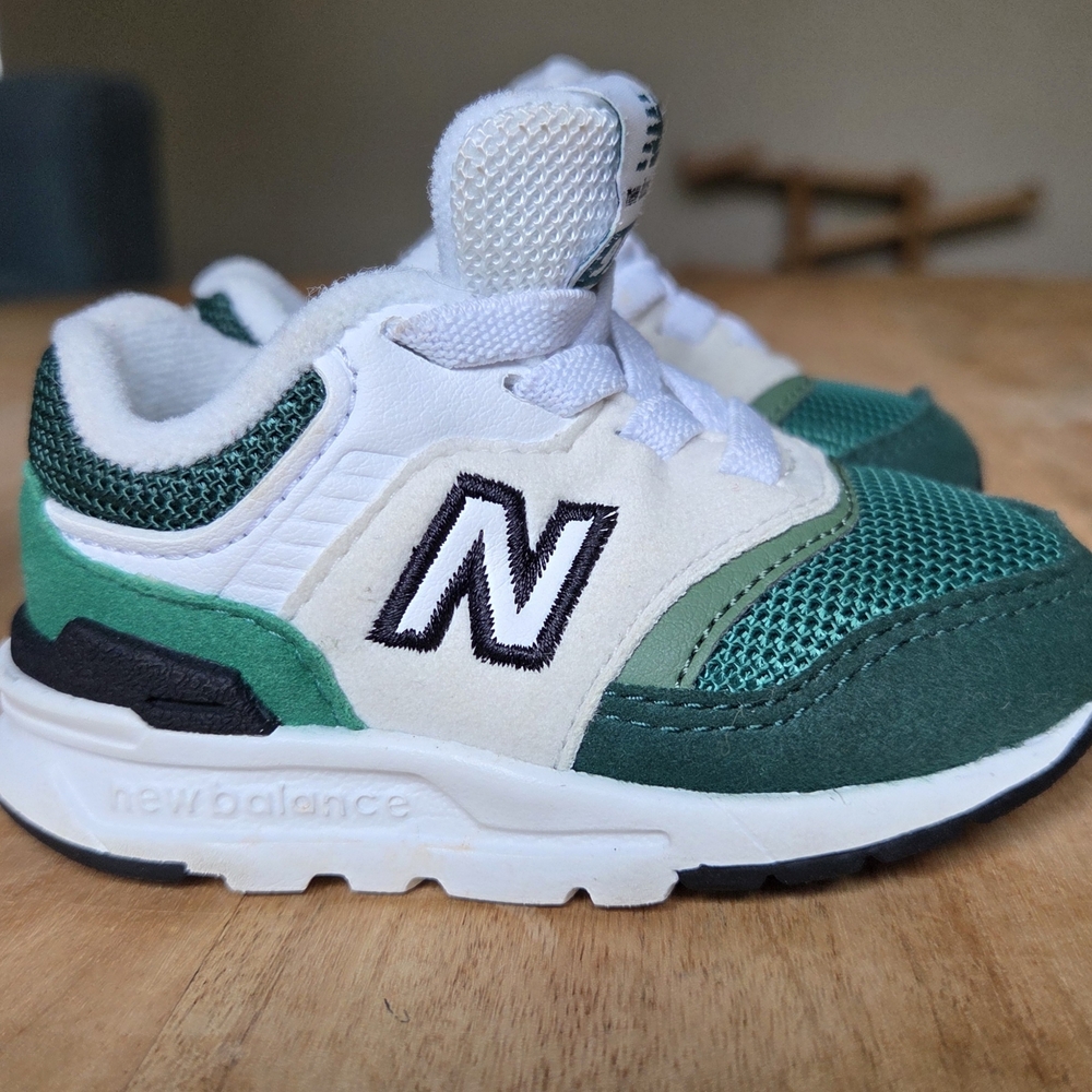 New Balance Kids' Green and White Sneakers